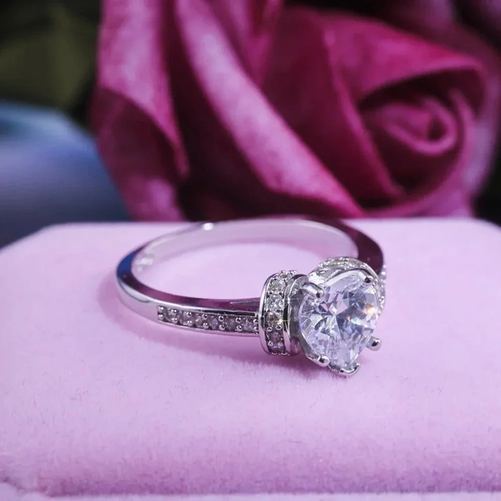 ▶Wedding Heart Diamond Ring for Women, F147 - Picture 7 of 7